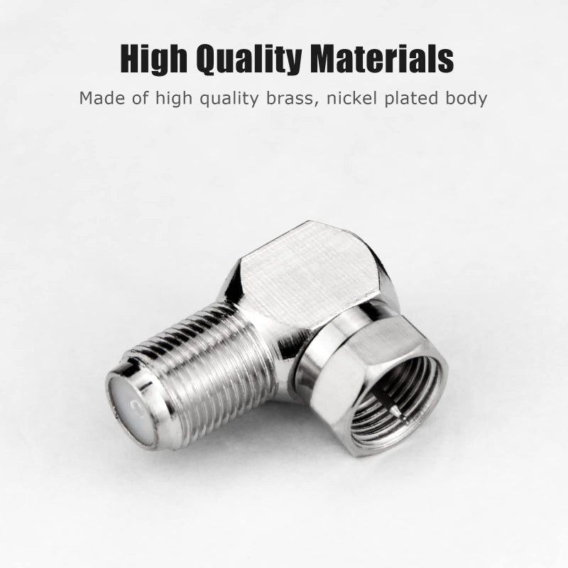 RFAdapter Right Angle Coax Connector, 2 Pack F Type Male to Female RF Coaxial Cable Connector 90 Degree Adapter for Wall Mounted TV, Modem, Wall Plate, Satellite Receiver - Image 2